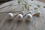 Rose Gold Baby Blue Faux Pearl Belly Ring 14g (1.6mm) Piercing