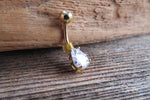 Silver Pear Teardrop Zirconia Belly Ring 14g (1.6mm) Piercing