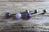 Amethyst Titanium Ti6Al4V ELI Implant Grade 5mm Natural Stone Barbell Tongue Ring 14g (1.6mm) Piercing