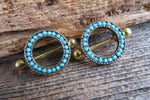 Gold Plated Faux Turquoise 14G Nipple Shields Pair