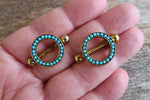 Gold Plated Faux Turquoise 14G Nipple Shields Pair
