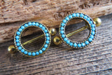 Gold Plated Faux Turquoise 14G Nipple Shields Pair