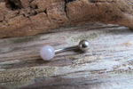 Custom Lengths Petite Rose Quartz Natural Stone Belly Ring 14g (1.6mm) Piercing