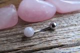 Custom Lengths Petite Rose Quartz Natural Stone Belly Ring 14g (1.6mm) Piercing