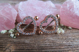 Rose Gold Ion Plated Chunky Heart Gems 14G or 16G Nipple Shields Pair