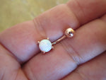 Rose Gold Ion Plated Fire Opal Belly Ring 14g (1.6mm) Piercing VCH