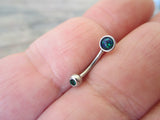 Light Blue Fire Opal Vertical Lip Curve Eyebrow Rook Bar Ring 16g (1.2mm) Piercing