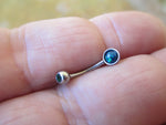 Green Fire Opal Vertical Lip Curve Eyebrow Rook Bar Ring 16g (1.2mm) Piercing
