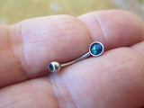 Green Fire Opal Vertical Lip Curve Eyebrow Rook Bar Ring 16g (1.2mm) Piercing