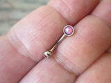 Pink Fire Opal Vertical Lip Curve Eyebrow Rook Bar Ring 16g (1.2mm) Piercing