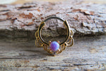 Silver Ion Plated Lacey Pink Fire Opal Septum or Daith 16G Piercing
