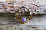Silver Ion Plated Lacey White Fire Opal Septum or Daith 16G Piercing