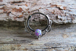 Rose Gold Ion Plated Lacey White Fire Opal Septum or Daith 16G Piercing