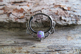 Rose Gold Ion Plated Lacey White Fire Opal Septum or Daith 16G Piercing