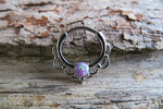Silver Ion Plated Lacey White Fire Opal Septum or Daith 16G Piercing