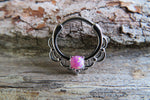 Silver Ion Plated Lacey White Fire Opal Septum or Daith 16G Piercing