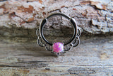 Silver Ion Plated Lacey White Fire Opal Septum or Daith 16G Piercing