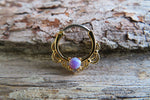 Silver Ion Plated Lacey Blue Fire Opal Septum or Daith 16G Piercing
