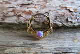 Silver Ion Plated Lacey Blue Fire Opal Septum or Daith 16G Piercing
