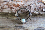 Silver Ion Plated Lacey White Fire Opal Septum or Daith 16G Piercing