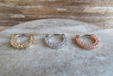 Petite Dainty Rose Gold Ion Plated Crystal Gems Septum or Daith 16G Piercing