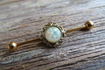 Custom Lengths Opal Gold Ion Plated Surgical Steel 316L Barbell Industrial Small Balls 14G (1.6mm) Piercing