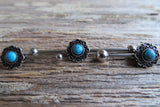 Custom Lengths Turquoise Silver Mandala Surgical Steel 316L Barbell Industrial Small Balls 14G (1.6mm) Piercing