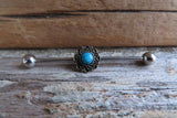 Custom Lengths Turquoise Silver Mandala Surgical Steel 316L Barbell Industrial Small Balls 14G (1.6mm) Piercing
