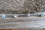 Custom Lengths Silver Small Light Blue Crystal Flower Opal Surgical Steel 316L Barbell Industrial Small Balls 14G (1.6mm) Piercing