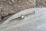 Custom Lengths Silver Small White Crystal Flower Opal Surgical Steel 316L Barbell Industrial Small Balls 14G (1.6mm) Piercing