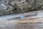 Custom Lengths Silver Small Light Blue Crystal Flower Opal Surgical Steel 316L Barbell Industrial Small Balls 14G (1.6mm) Piercing