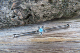 Custom Lengths Silver Small Light Blue Crystal Flower Opal Surgical Steel 316L Barbell Industrial Small Balls 14G (1.6mm) Piercing