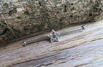 Custom Lengths Silver Small Dark Blue Crystal Flower Opal Surgical Steel 316L Barbell Industrial Small Balls 14G (1.6mm) Piercing