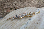 Custom Lengths Crystal Gold Ion Plated Triple Sun Surgical Steel 316L Barbell Industrial Small Balls 14G (1.6mm) Piercing