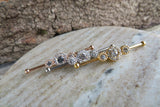Custom Lengths Crystal Gold Ion Plated Triple Sun Surgical Steel 316L Barbell Industrial Small Balls 14G (1.6mm) Piercing