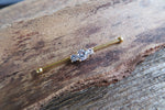 Triple Crystal Gold Ion Plated Surgical Steel 316L Barbell Industrial Small Balls 14G (1.6mm) Piercing