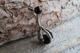 Tiger Eye Silver Dragon Claw Natural Stone Belly Ring 14g (1.6mm) Piercing