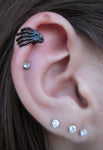 Black Zombie Hand Skeleton Cartilage Lip 16G (1.2mm) Piercing