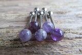 Amethyst Titanium Ti6Al4V ELI Implant Grade 5mm Natural Stone Barbell Tongue Ring 14g (1.6mm) Piercing