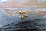 Gold Snake Clear Crystal Gem Cartilage Tragus Barbell 16G (1.2mm) Piercing