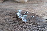 Silver Triple Star Clear Crystal Curve Eyebrow Rook Bar Ring 16g (1.2mm) Piercing