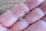 Black Widow Spider Crystal Curve Eyebrow Rook Bar Ring 16g (1.2mm) Piercing