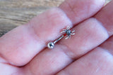 Black Widow Spider Crystal Curve Eyebrow Rook Bar Ring 16g (1.2mm) Piercing