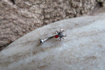 Silver Black Widow Spider Crystal Curve Eyebrow Rook Bar Ring 16g (1.2mm) Piercing