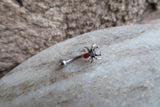 Silver Black Widow Spider Crystal Curve Eyebrow Rook Bar Ring 16g (1.2mm) Piercing