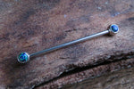 Pink Fire Opal Surgical Steel 316L Barbell Industrial 14G (1.6mm) Piercing 35mm