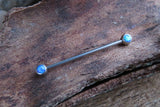 White Fire Opal Surgical Steel 316L Barbell Industrial 14G (1.6mm) Piercing 35mm