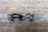Black Widow Spider Crystal Curve Eyebrow Rook Bar Ring 16g (1.2mm) Piercing