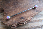 White Fire Opal Surgical Steel 316L Barbell Industrial 14G (1.6mm) Piercing 35mm