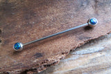 Pink Fire Opal Surgical Steel 316L Barbell Industrial 14G (1.6mm) Piercing 35mm